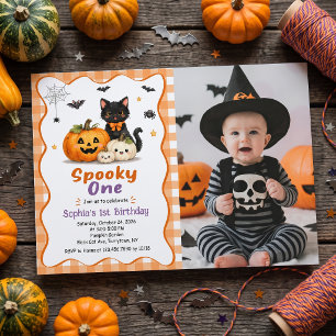 Invitation photo d'anniversaire Halloween 1 an Spo