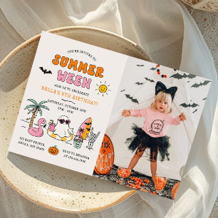 Invitation Photo d'anniversaire Halloween de piscine d'été Su