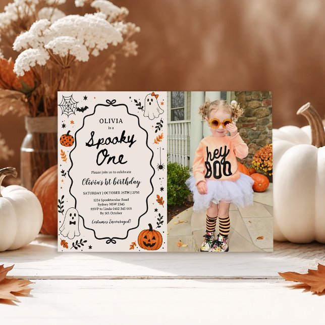Invitation Photo d'anniversaire Halloween Fantôme 1 an (Créateur téléchargé)