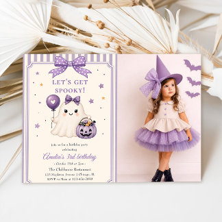 Invitation Photo d'anniversaire Halloween violet et effrayant