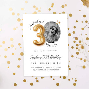 Invitation Photo d'anniversaire minimaliste moderne de 30 ans