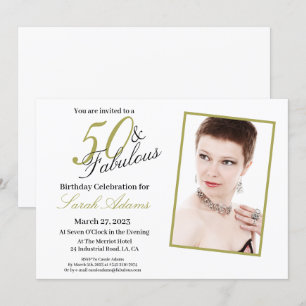 Invitation Photo d'anniversaire moderne 50 & fabuleux Gold