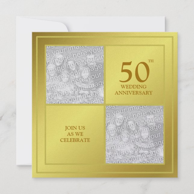 Invitation Photo d'anniversaire Past & Present Golden (Brilla (Devant)