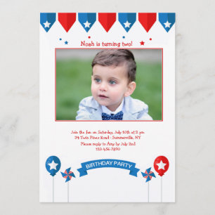 Invitation photo d'anniversaire patriotique