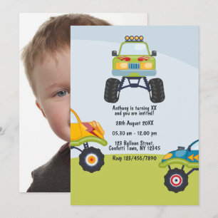 Invitation Photo d'anniversaire personnalisée du Camion Monst