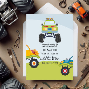 Invitation Photo d'anniversaire personnalisée du Camion Monst