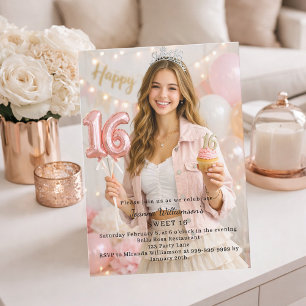 Invitation Photo d'anniversaire pour 16 ans doux