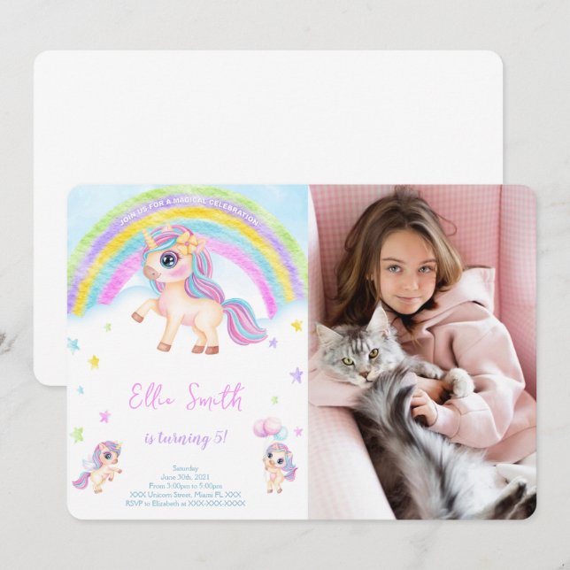 Invitation photo d'anniversaire pour enfants licor (Devant / Derrière)