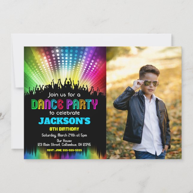 Invitation photo d'anniversaire pour garçon à la f (Devant)