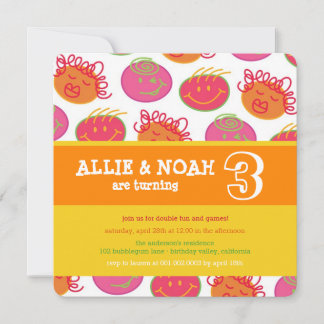Invitation photo d'anniversaire pour jumeaux avec