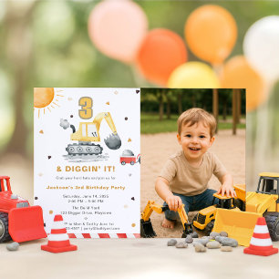 Invitation Photo d'anniversaire pour une fête de 3 ans de con