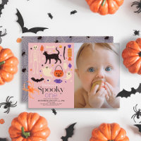 Photo d'anniversaire rose d'Halloween Spooky One 1