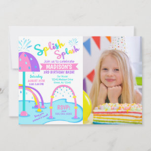Invitation photo d'anniversaire Splash Pad / Parc