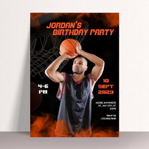 Invitation Photo d'anniversaire sportif de basket-ball cinéma