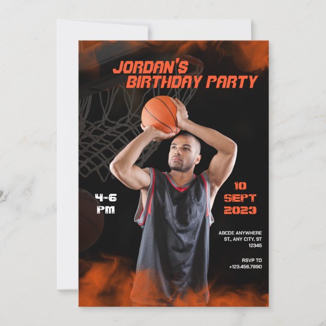 Invitation Photo d'anniversaire sportif de basket-ball cinéma (Devant)