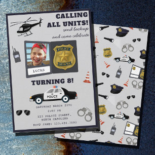 Invitation Photo d'anniversaire sur le thème de la police Pol