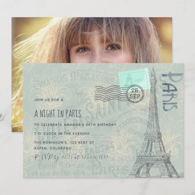 Invitation photo d'anniversaire sur le thème de Pa (Devant / Derrière)