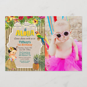 Invitation photo d'anniversaire tropical Aloha Lua