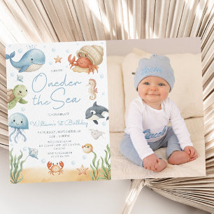 Invitation Photo d'anniversaire Under The Sea 1ère année