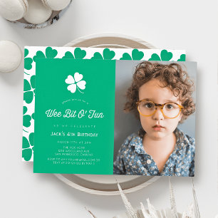 Invitation photo d'anniversaire Vert Trèfle de la