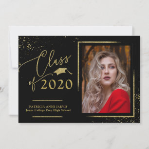 Invitation Photo d'annonce de diplômé de style chic avec pail