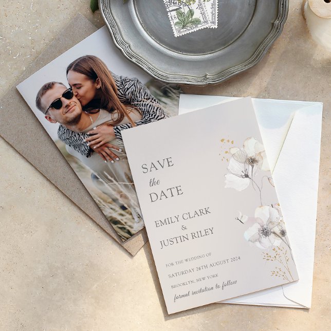 Invitation Photo d'aquarelle Fleur sauvage moderne Enregistre (Créateur téléchargé)