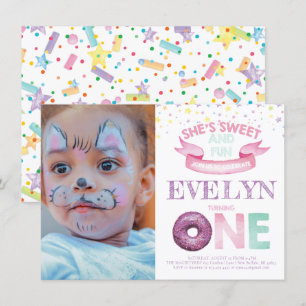 Invitation Photo d'aquarelle pour le premier anniversaire de 