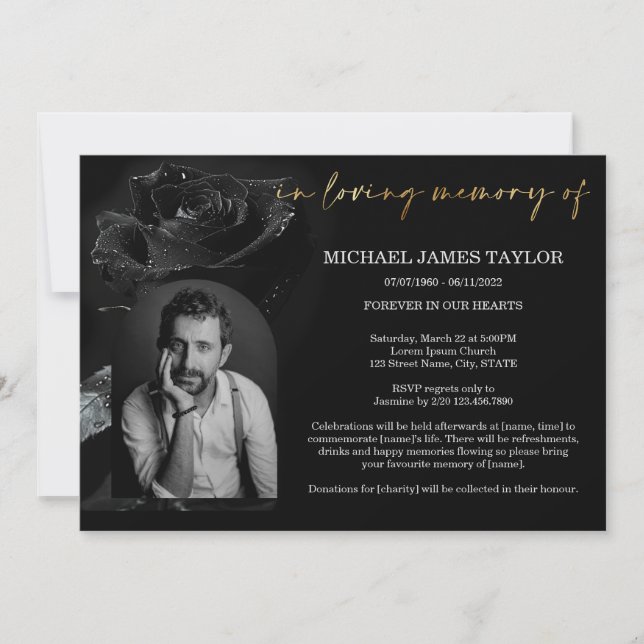 Invitation Photo D'Arc Élégante En Mémoire Amoureuse Funérail (Devant)