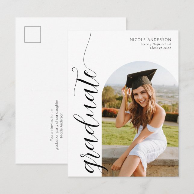 Invitation photo d'Arc Graduate de Script moderne (Devant / Derrière)