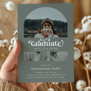 Invitation Photo d'archétype rétro pour fête de fin d'études