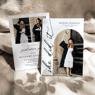 Invitation Photo d'archi moderne Elle l'a fait remise de dipl