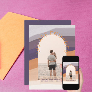 Invitation photo Dave Date Purple Orange Mariage