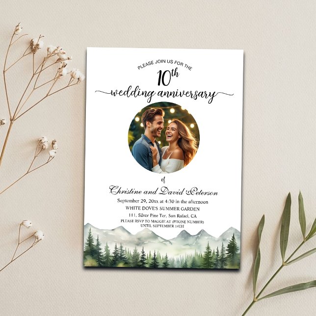 Invitation Photo de 10e anniversaire de mariage Mountains Pin (Créateur téléchargé)