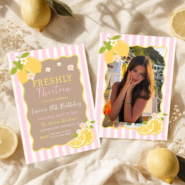 Invitation Photo de 13e anniversaire Lemonade Lemon Freshly (Créateur téléchargé)