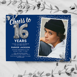 Invitation Photo de 16e anniversaire Cheers