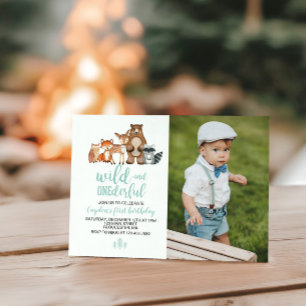 Invitation Photo de 1er anniversaire d'animal sauvage merveil