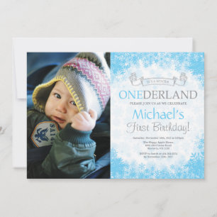 Invitation Photo de 1er anniversaire de garçon Winter Onederl