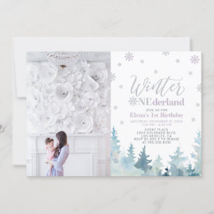 Invitation Photo de 1er anniversaire de Winter Onederland Pur