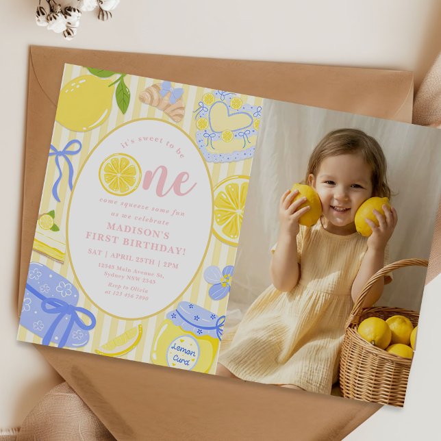 Invitation Photo de 1er anniversaire Lemon Citrus Summer Lemo (Créateur téléchargé)