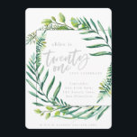 Invitation photo de 21e anniversaire du feuillage<br><div class="desc">Invitation photographique de 21e anniversaire de feuillage botanique,  avec sur tendance des botaniques aquarelles. Partie d'une collection.</div>