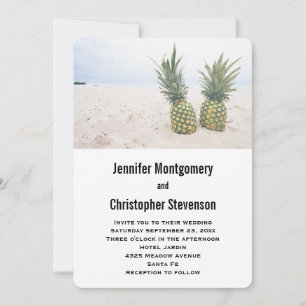 Invitation Photo de 2 ananas lors d'un mariage sur la plage