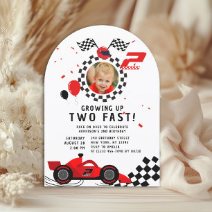 Invitation Photo de 2e anniversaire de Two Fast Red Racing Ca