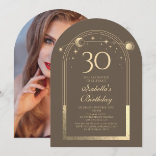 Invitation Photo de 30e anniversaire Mocha Gold Celestial