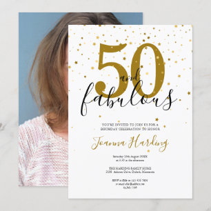 Invitation Photo de 50 ans et fabuleux en or noir pour 50e an