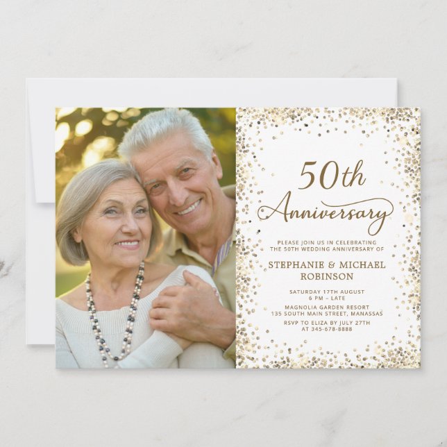 Invitation Photo de 50e anniversaire de mariage moderne avec  (Devant)