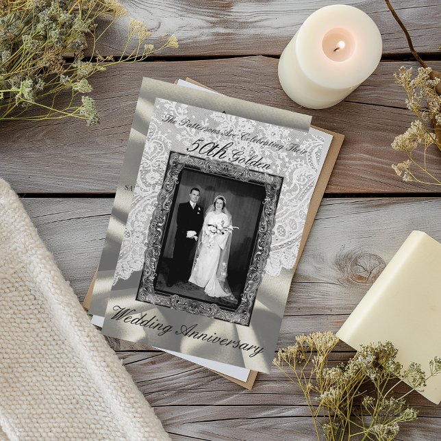 Invitation Photo de 50e anniversaire de mariage moderne en or (Créateur téléchargé)