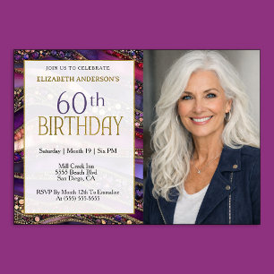 Invitation Photo de 60e anniversaire Strata de bijoux en or v