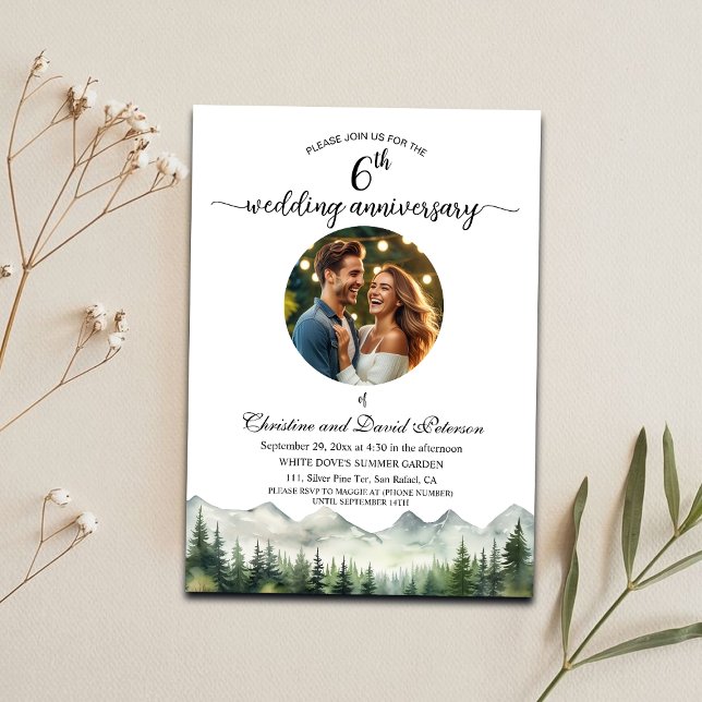 Invitation Photo de 6ème anniversaire de mariage avec des pin (Créateur téléchargé)