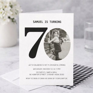 Invitation Photo de 70e anniversaire à carreaux vintage
