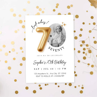 Invitation Photo de 70e anniversaire minimaliste moderne